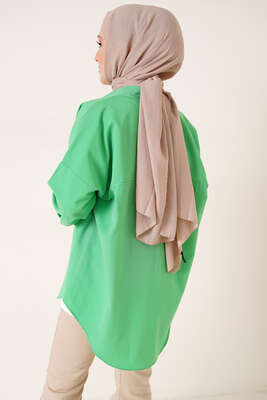 Çift Cep Gömlek Yeşil - Thumbnail