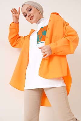 Çift Cep Gömlek Somon - Thumbnail