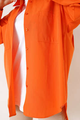Çift Cep Gömlek Oranj - Thumbnail