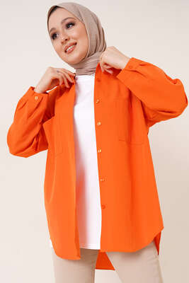 Çift Cep Gömlek Oranj - Thumbnail