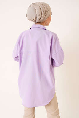 Çift Cep Gömlek Lila - Thumbnail