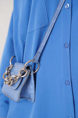 Çift Cep Gömlek İndigo - Thumbnail