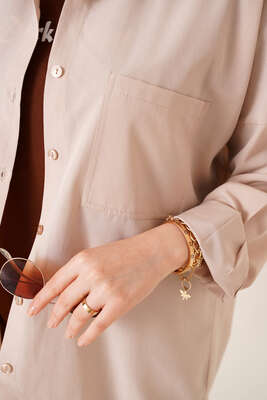 Çift Cep Gömlek Bej - Thumbnail