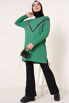 Püskül Zincir Süslemeli Yeşil - Thumbnail