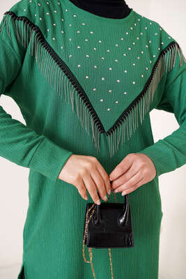 Püskül Zincir Süslemeli Yeşil - Thumbnail