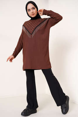 Püskül Zincir Süslemeli Kahve - Thumbnail