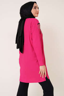 Püskül Zincir Süslemeli Fuşya - Thumbnail