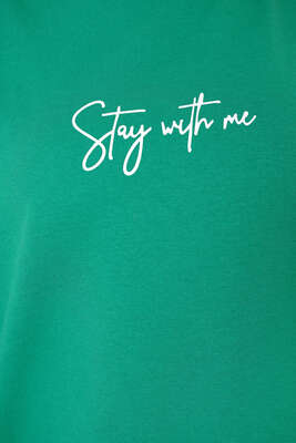Stay With Me Baskılı Yeşil Tunik - Thumbnail