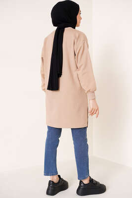 Stay With Me Baskılı Camel Tunik - Thumbnail