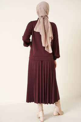 Fermuarlı Etekli İkili Takım Kestane - Thumbnail