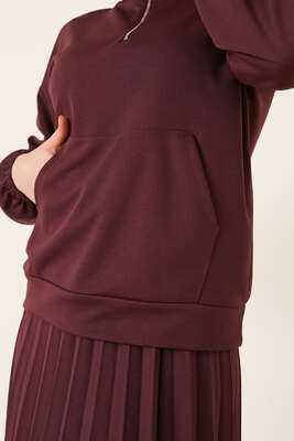 Fermuarlı Etekli İkili Takım Kestane - Thumbnail