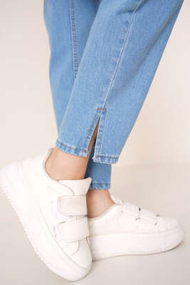 Paça Yırtmaçlı Jean Pantolon Açık Mavi - Thumbnail