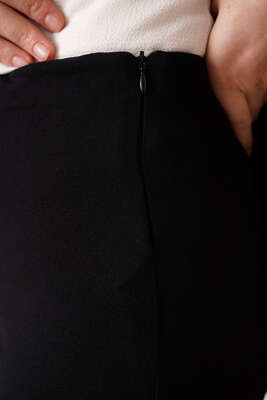 Yandan Fermuarlı İspanyol Paça Siyah Pantolon - Thumbnail