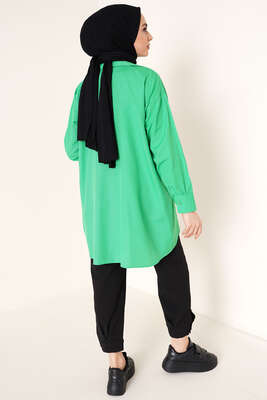 Zincir Püskül Detaylı Gömlek Benetton - Thumbnail