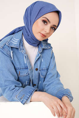 Bambu Kraş Eşarp Mavi - Thumbnail