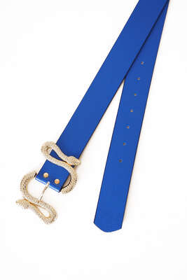 Pazarium - Yılan Detay Tokalı Saks Kemer