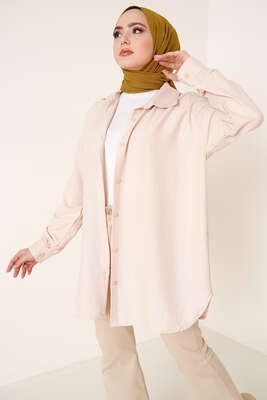 Hafif Salaş Gömlek Bej - Thumbnail