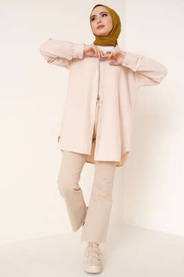 Hafif Salaş Gömlek Bej - Thumbnail