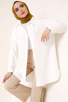 Hafif Salaş Gömlek Ekru - Thumbnail