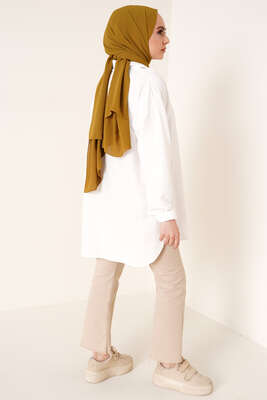 Hafif Salaş Gömlek Ekru - Thumbnail