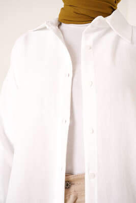 Hafif Salaş Gömlek Ekru - Thumbnail