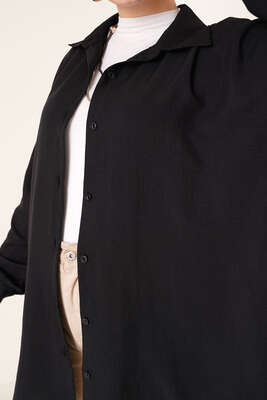 Hafif Salaş Gömlek Siyah - Thumbnail