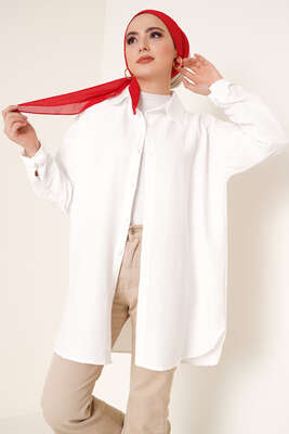 Hafif Salaş Gömlek Ekru - Thumbnail