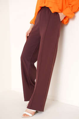 Çımalı Bol Paça Pantolon Kahve - Thumbnail