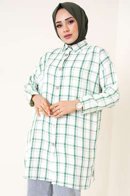 Ekose Desen Ayrobin Gömlek Yeşil - Thumbnail