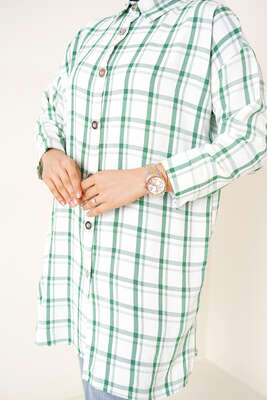 Ekose Desen Ayrobin Gömlek Yeşil - Thumbnail