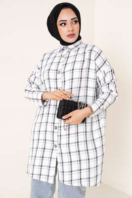 Ekose Desen Ayrobin Gömlek Siyah - Thumbnail