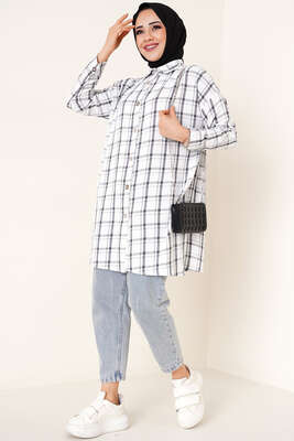 Ekose Desen Ayrobin Gömlek Siyah - Thumbnail