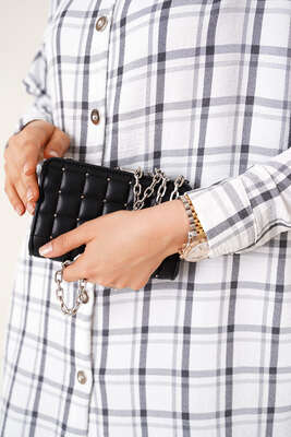 Ekose Desen Ayrobin Gömlek Siyah - Thumbnail