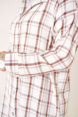 Ekose Desen Ayrobin Gömlek Kahve - Thumbnail