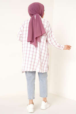 Ekose Desen Ayrobin Gömlek Gül Kurusu - Thumbnail