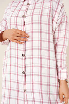 Ekose Desen Ayrobin Gömlek Gül Kurusu - Thumbnail