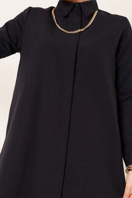 Uzun Model Klasik Yaka Siyah Tunik - Thumbnail