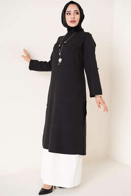 Uzun İçlik Tunik Takım Siyah - Thumbnail