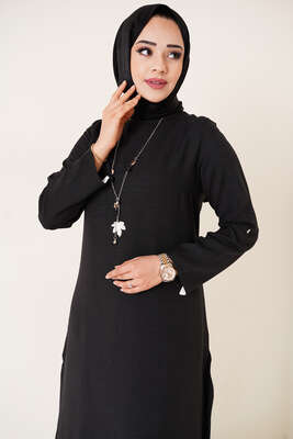 Uzun İçlik Tunik Takım Siyah - Thumbnail