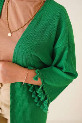 Püskül Süslemeli Benetton Hırka - Thumbnail