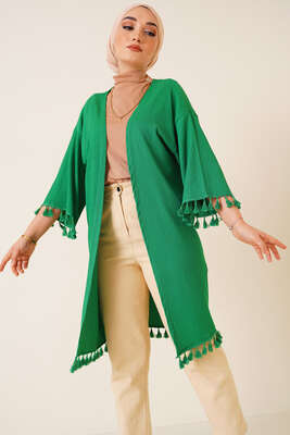 Püskül Süslemeli Benetton Hırka - Thumbnail