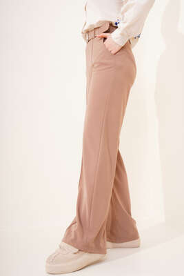 Bol Paça Çımalı Pantolon Vizon - Thumbnail