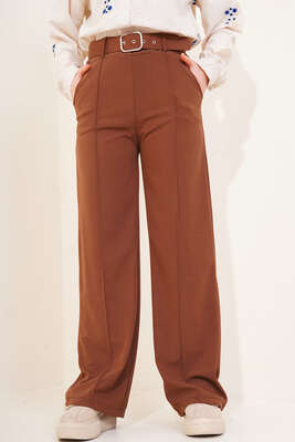 Bol Paça Çımalı Pantolon Kahve - Thumbnail