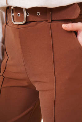 Bol Paça Çımalı Pantolon Kahve - Thumbnail