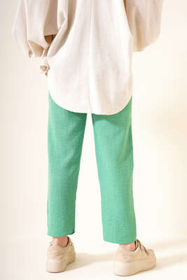 Beli Lastikli Salaş Pantolon Yeşil - Thumbnail