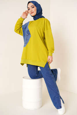 Kot Garnili Tunik Neon Yeşil - Thumbnail