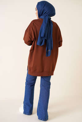 Kot Garnili Tunik Kahve - Thumbnail