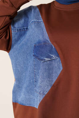 Kot Garnili Tunik Kahve - Thumbnail