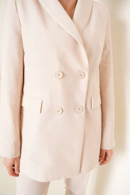 Keten Pantolon Ceket İkili Takım Bej - Thumbnail