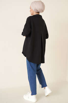 Tek Cepli Ayrobin Gömlek Siyah - Thumbnail